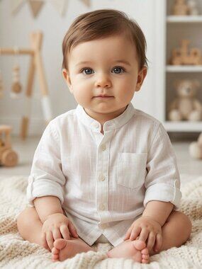 Kardashian Kids Shirt 12mo Baby White 100% Cotton Button Up